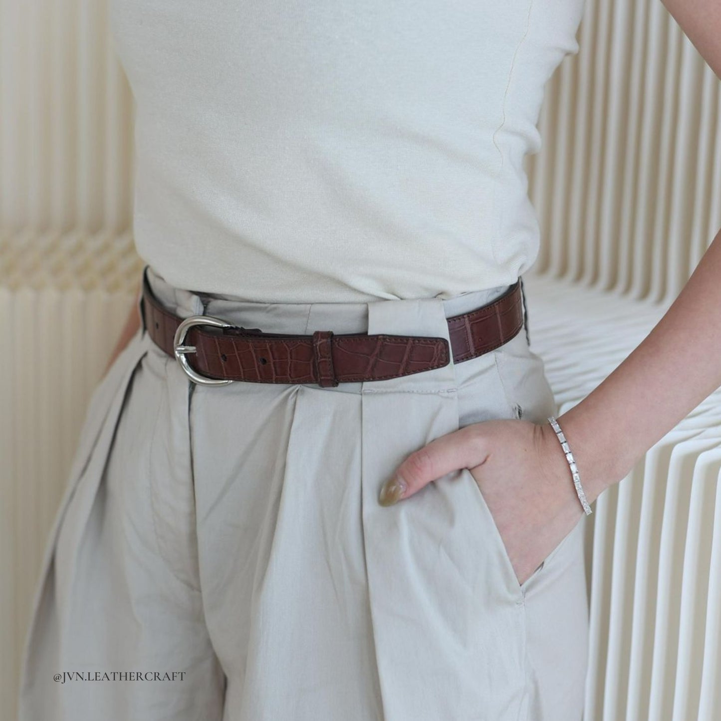 JVN008.2 Alligator Medium Buckle Belt (Made-to-order)