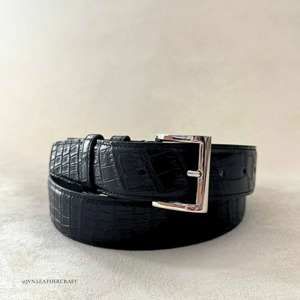 JVN008.3 Alligator Large Buckle Belt (Made-to-order)