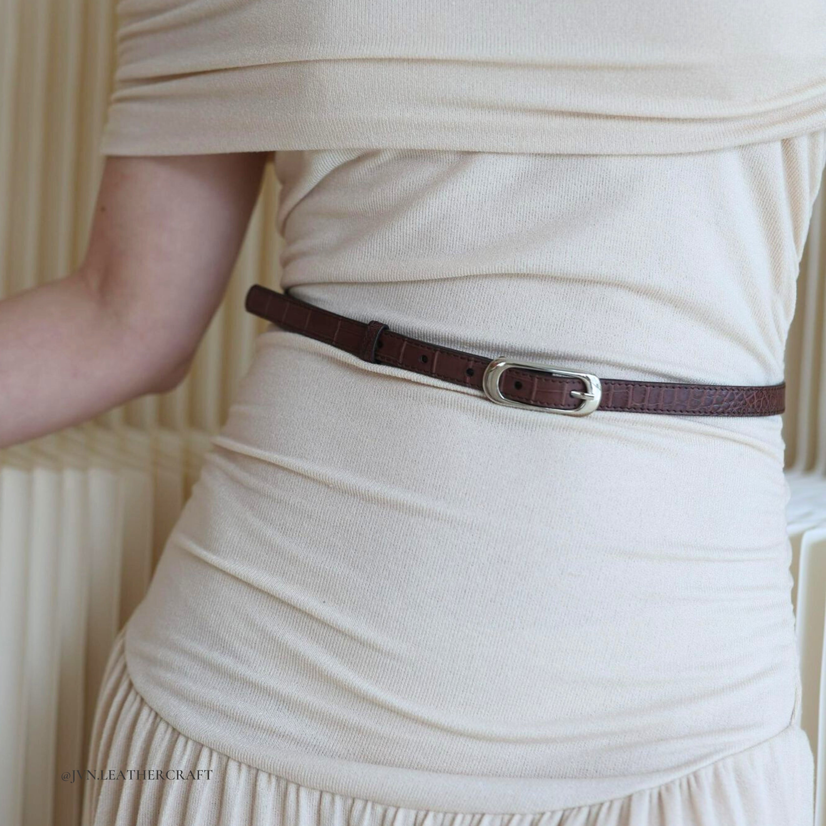 JVN008.1 Alligator Small Buckle Belt (Made-to-order)