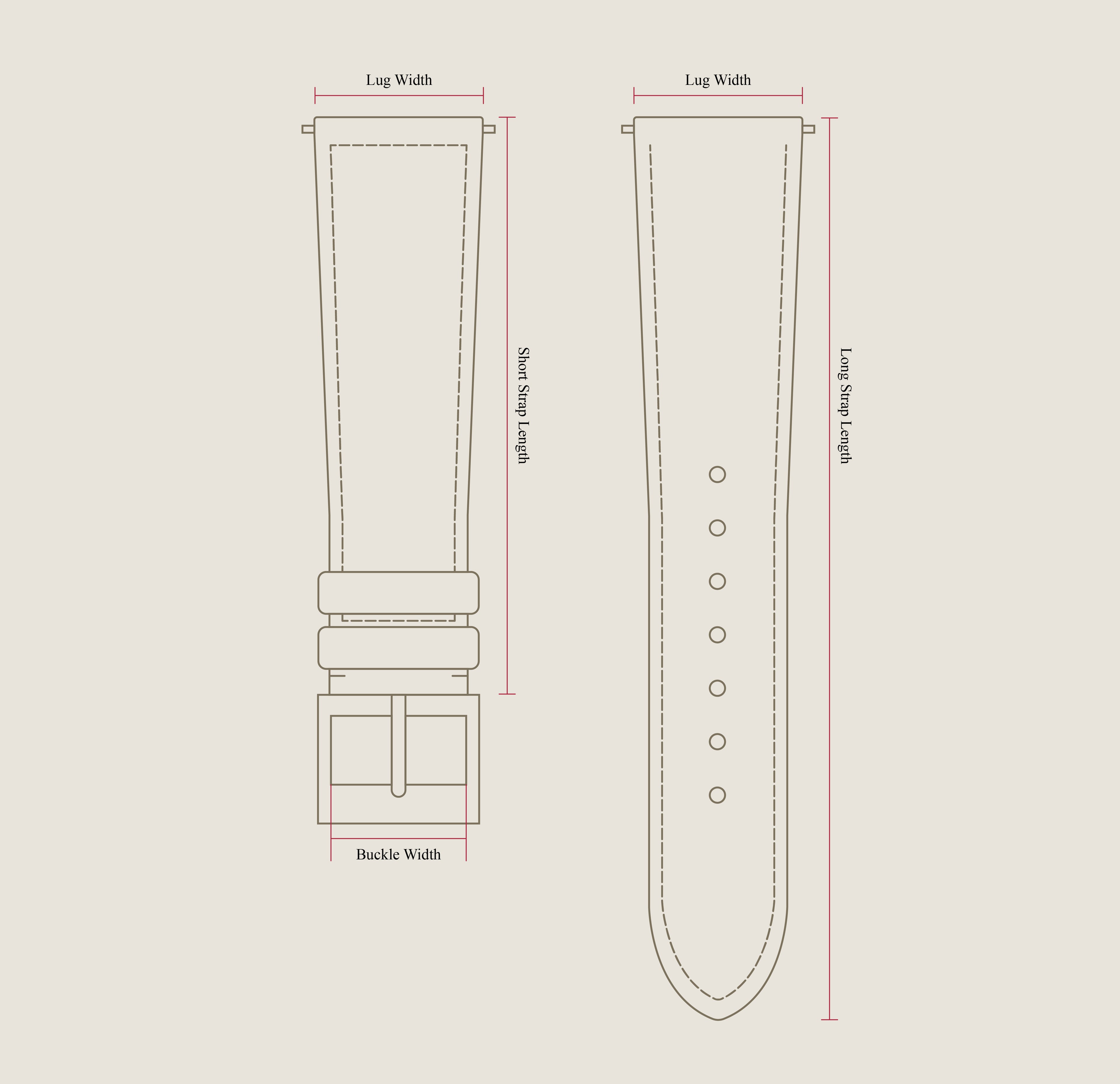 JVN005.3 Watch Straps - Crocodile Square Scales (Made-to-order)